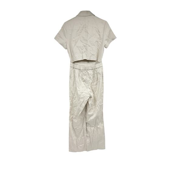 Rouso The Label Harper Collared Jumpsuit Striped Khaki Minimalist Womens XS New - Picture 5 of 13